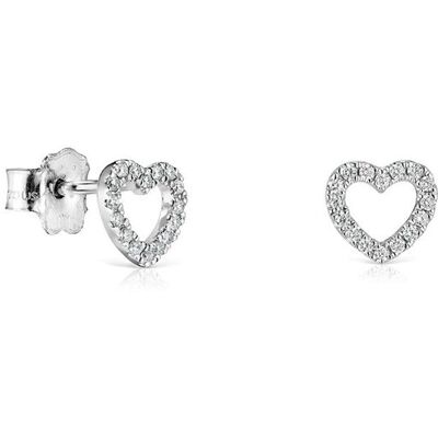 Tous Pendientes les classiques corazón de oro blanco y diamantes. Blanco Tous Pendientes les classiques corazón de oro blanco y diamantes. Blanco