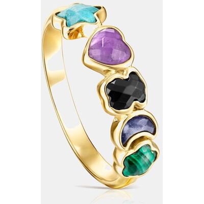 Tous Anillo glory bañado en oro de 18 kt sobre plata con gemas multicolor. (19) Multicolor Tous Anillo glory bañado en oro de 18 kt sobre plata con gemas multicolor. (19) Multicolor
