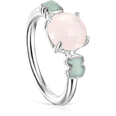Tous Anillo mini color de plata con cuarzo rosa y amazonita. (14) Multicolor Tous Anillo mini color de plata con cuarzo rosa y amazonita. (14) Multicolor