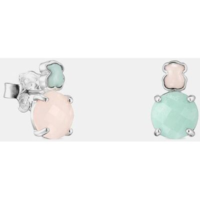 Tous Pendientes tuyo mini color de plata con amazonita y cuarzo. Multicolor Tous Pendientes tuyo mini color de plata con amazonita y cuarzo. Multicolor