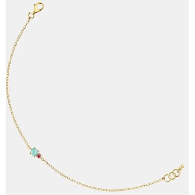 Tous Pulsera mini ivette de oro con amazonita y rubí. Multicolor Tous Pulsera mini ivette de oro con amazonita y rubí. Multicolor