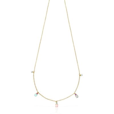 Tous Collar mini ivette de oro con gemas. Multicolor Tous Collar mini ivette de oro con gemas. Multicolor