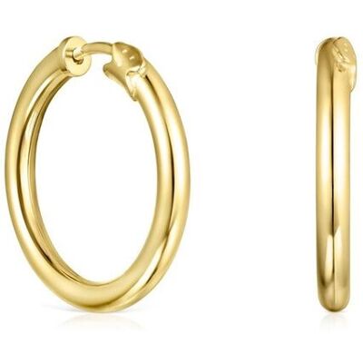 Tous Pendientes de aro pequeños basics bañados en oro de 18 kt sobre plata. Dorado Tous Pendientes de aro pequeños basics bañados en oro de 18 kt sobre plata. Dorado