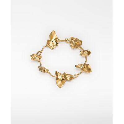 Adolfo Dominguez Pulsera flor con piezas tubulares. Dorado Adolfo Dominguez Pulsera flor con piezas tubulares. Dorado