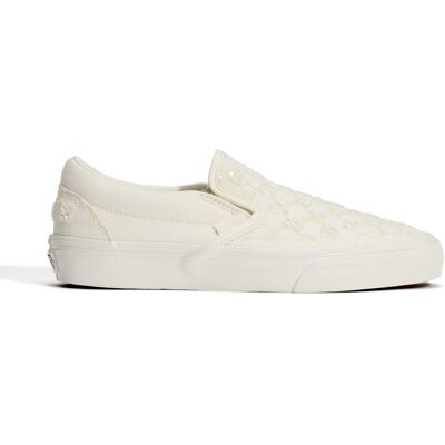 Vans Classic Slip-On Beaded White Checkerboard para mujer. (38,5) Blanco roto Vans Classic Slip-On Beaded White Checkerboard para mujer. (38,5) Blanco roto