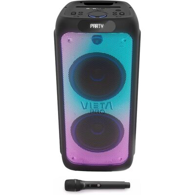 Vieta Altavoz portátil Party 220, 500W, hasta 9 h. de batería, Bluetooth 5.3, luces LED, radio FM, Auracast y micrófono. Negro Vieta Altavoz portátil Party 220, 500W, hasta 9 h. de batería, Bluetooth 5.3, luces LED, radio FM, Auracast y micrófono. Negro