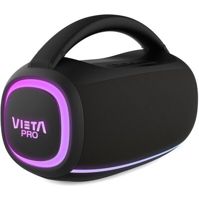 Vieta Altavoz portátil Power Max, 60W, hasta 20h de batería, luces LED RGB, IPX4, Bluetooth. Negro Vieta Altavoz portátil Power Max, 60W, hasta 20h de batería, luces LED RGB, IPX4, Bluetooth. Negro