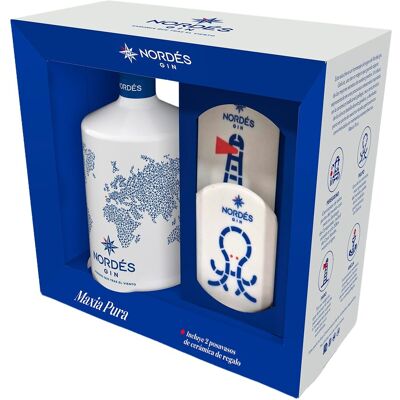 Nordés Ginebra gallega con 2 posavasos de cerámica . Nordés Ginebra gallega con 2 posavasos de cerámica .