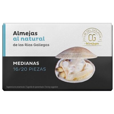Club del Gourmet Almejas de las rías gallegas al natural 16-20 piezas . Club del Gourmet Almejas de las rías gallegas al natural 16-20 piezas .