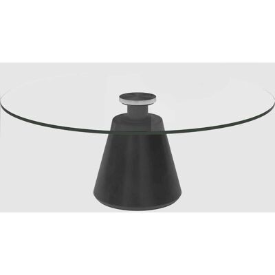 BoConcept Mesa de centro circular con base cónica en negro Madrid . Cristal BoConcept Mesa de centro circular con base cónica en negro Madrid . Cristal