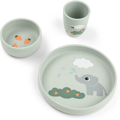 Done by Deer Set de vajilla silicona con plato y bowl con ventosa. (20 X 18.3 X 11.5 Cm) Verde Agua niño Done by Deer Set de vajilla silicona con plato y bowl con ventosa. (20 X 18.3 X 11.5 Cm) Verde Agua niño