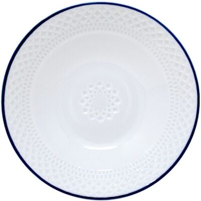 Sargadelos Plato de postre Portomarínico Filo Azul . Blanco Sargadelos Plato de postre Portomarínico Filo Azul . Blanco