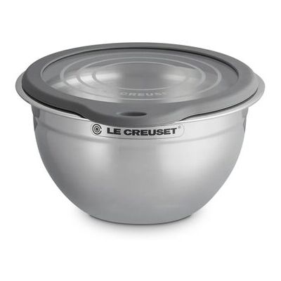 Le Creuset Cuenco de Mezcla de Acero Inoxidable 23cm con Tapa de Vidrio Le Creuset Cuenco de Mezcla de Acero Inoxidable 23cm con Tapa de Vidrio
