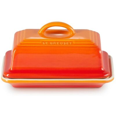 Le Creuset Vajilla de cerámica para mantequilla - Naranja - Resistente al horno Le Creuset Vajilla de cerámica para mantequilla - Naranja - Resistente al horno