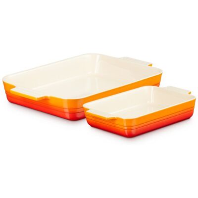 Le Creuset Set de 2 bandejas rectangulares de horno . Volcánico Le Creuset Set de 2 bandejas rectangulares de horno . Volcánico