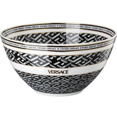 Versace La Greca Signature Negro Tazón - 18cm - Porcelana Versace La Greca Signature Negro Tazón - 18cm - Porcelana