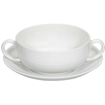 Vista Alegre Taza de consomé con plato Cesta . Blanco Vista Alegre Taza de consomé con plato Cesta . Blanco
