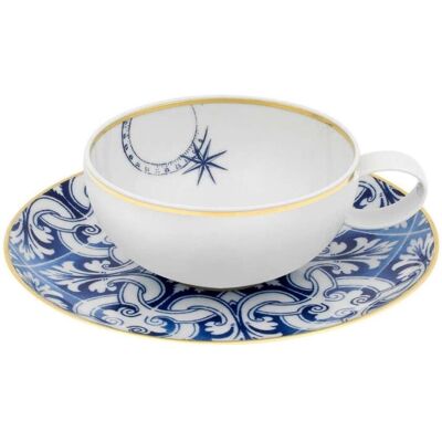 Vista Alegre Taza de té con plato Transatlántica . Azul Vista Alegre Taza de té con plato Transatlántica . Azul