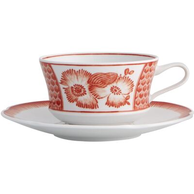 Vista Alegre Taza de té con plato Coralina . Naranja Vista Alegre Taza de té con plato Coralina . Naranja