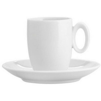 Vista Alegre Taza de café con plato Broadway White . Blanco Vista Alegre Taza de café con plato Broadway White . Blanco