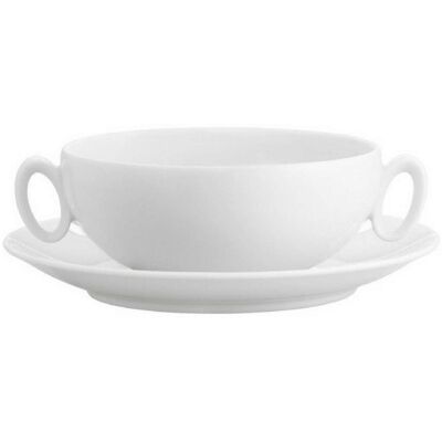 Vista Alegre Taza de consomé con plato Broadway White . Blanco Vista Alegre Taza de consomé con plato Broadway White . Blanco