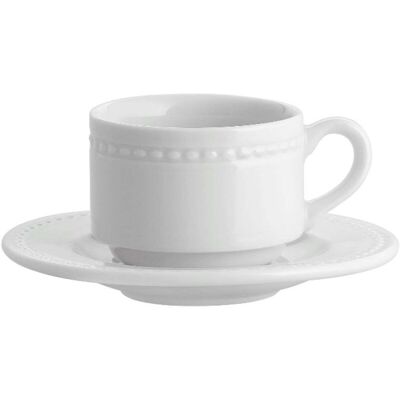 Vista Alegre Taza de desayuno con plato Perla . Blanco Vista Alegre Taza de desayuno con plato Perla . Blanco