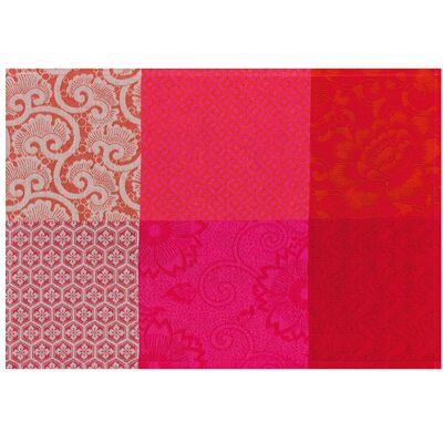 Le Jacquard Français - Fleurs de Kyoto - Rojo - 52 x 38 cm salvamanteles Le Jacquard Français - Fleurs de Kyoto - Rojo - 52 x 38 cm salvamanteles
