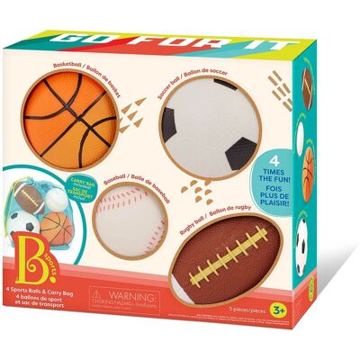 B.TOYS Juego de 4 pelotas (futbol, baloncesto, rugby y beisbol) B Toys. B.TOYS Juego de 4 pelotas (futbol, baloncesto, rugby y beisbol) B Toys.