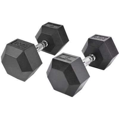 Fitness Tech Set de 2 mancuernas hexagonales . (20 kg) Negro Fitness Tech Set de 2 mancuernas hexagonales . (20 kg) Negro