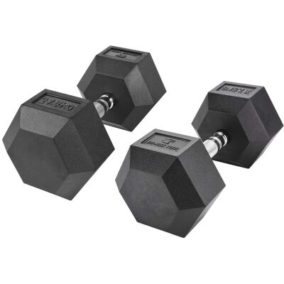 Fitness Tech Set de 2 mancuernas hexagonales . (27,5 Kg) Negro Fitness Tech Set de 2 mancuernas hexagonales . (27,5 Kg) Negro
