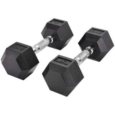 Fitness Tech Set de 2 mancuernas hexagonales . (5 Kg) Negro Fitness Tech Set de 2 mancuernas hexagonales . (5 Kg) Negro