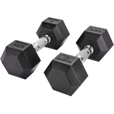 Fitness Tech Set de 2 mancuernas hexagonales . (7.5 Kg) Negro Fitness Tech Set de 2 mancuernas hexagonales . (7.5 Kg) Negro