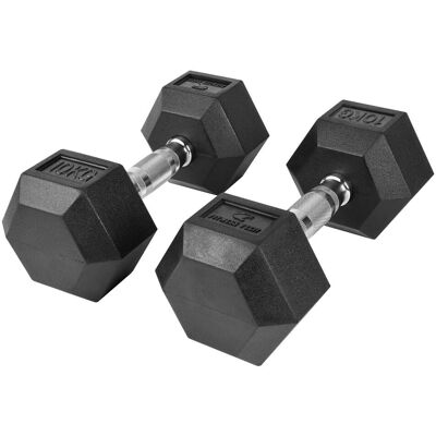 Fitness Tech Set de 2 mancuernas hexagonales . (10 Kg) Negro Fitness Tech Set de 2 mancuernas hexagonales . (10 Kg) Negro