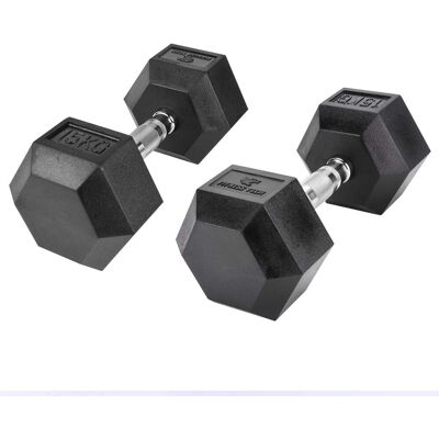Fitness Tech Set de 2 mancuernas hexagonales . (15 Kg) Negro Fitness Tech Set de 2 mancuernas hexagonales . (15 Kg) Negro