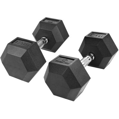 Fitness Tech Set de 2 mancuernas hexagonales . (17,5 Kg) Negro Fitness Tech Set de 2 mancuernas hexagonales . (17,5 Kg) Negro