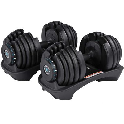 Fitness Tech Juego de 2 mancuernas ajustables de 2.5 kg a 24kg . Negro Fitness Tech Juego de 2 mancuernas ajustables de 2.5 kg a 24kg . Negro