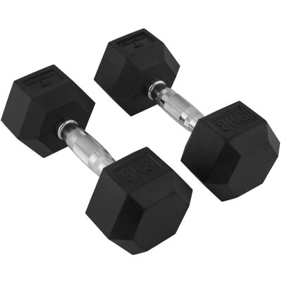 Fitness Tech Set de 2 mancuernas hexagonales . (8 Kg.) Negro Fitness Tech Set de 2 mancuernas hexagonales . (8 Kg.) Negro