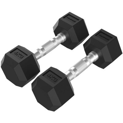 Tunturi Pack de 2 mancuernas hexagonales Platinum Hex Rubber . (4 kg) Negro Tunturi Pack de 2 mancuernas hexagonales Platinum Hex Rubber . (4 kg) Negro