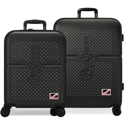 Pepe Jeans Juego de maletas (cabina y mediana) Laila rígidas con capacidad de 116L. Negro Pepe Jeans Juego de maletas (cabina y mediana) Laila rígidas con capacidad de 116L. Negro