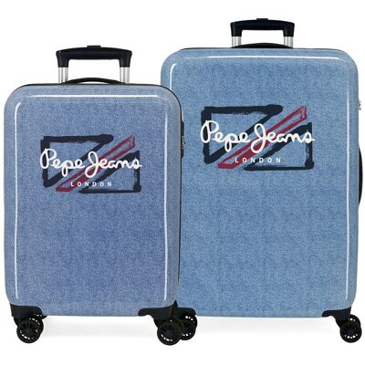 Pepe Jeans Juego de maletas (cabina y mediana) Digital Dash rígidas con capacidad de 104L. Azul Pepe Jeans Juego de maletas (cabina y mediana) Digital Dash rígidas con capacidad de 104L. Azul