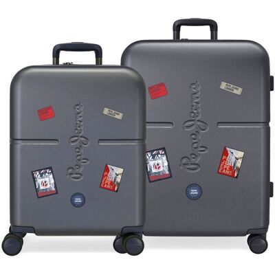 Pepe Jeans Juego de Maletas (cabina y mediana) Kay rígidas con capacidad de 116L. Gris Pepe Jeans Juego de Maletas (cabina y mediana) Kay rígidas con capacidad de 116L. Gris