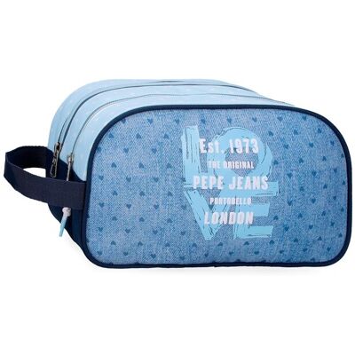 Pepe Jeans Neceser Noni denim dos compartimentos con asa lateral. Azul Pepe Jeans Neceser Noni denim dos compartimentos con asa lateral. Azul