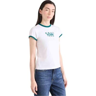 Camiseta Calvin Klein Jeans 070303200015 Blanca Con Logo Black M Mujer Camiseta Calvin Klein Jeans 070303200015 Blanca Con Logo Black M Mujer