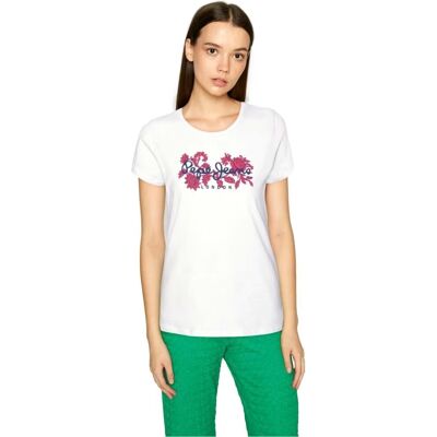 Camiseta Pepe Jeans Pl505436800 Manga Corta Con Estampado Floral Blanco Xs Mujer Camiseta Pepe Jeans Pl505436800 Manga Corta Con Estampado Floral Blanco Xs Mujer