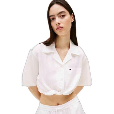 Camisa De Manga Corta Tommy Hilfiger Dw0dw20286ybl Ecru L Mujer Camisa De Manga Corta Tommy Hilfiger Dw0dw20286ybl Ecru L Mujer