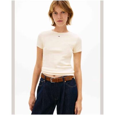 Camiseta De Manga Corta Tommy Hilfiger Dw0dw17383aa7 Beige Para Mujer L Mujer Camiseta De Manga Corta Tommy Hilfiger Dw0dw17383aa7 Beige Para Mujer L Mujer