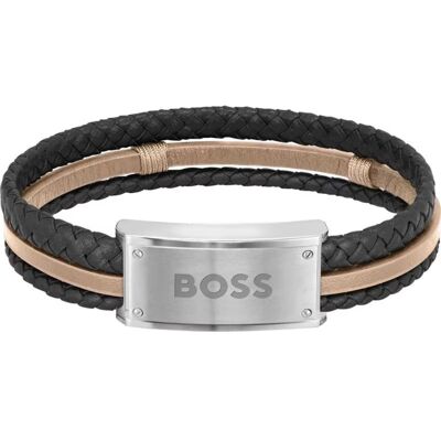 Pulsera Boss Trenzada Con Placa De Acero 19cm Unisex Pulsera Boss Trenzada Con Placa De Acero 19cm Unisex