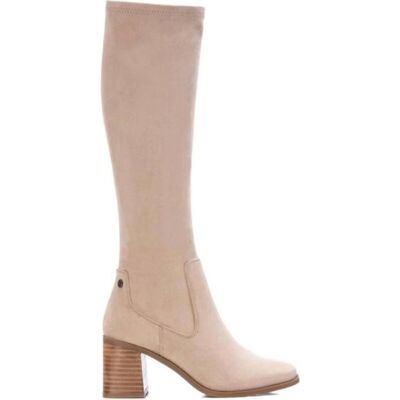 Bota Alta Elástica Con Tacón Bloque Xti Beige 39 Mujer Bota Alta Elástica Con Tacón Bloque Xti Beige 39 Mujer