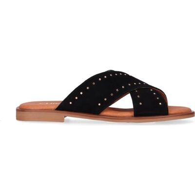 CHIKA10 Sandalia Plana Con Tiras Cruzadas Y Tachuelas Musaka Negro-Black 36 Mujer CHIKA10 Sandalia Plana Con Tiras Cruzadas Y Tachuelas Musaka Negro-Black 36 Mujer