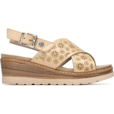 REFRESH Sandalia Cuña Con Tiras Cruzadas Y Detalle Troquelado Beige 41 Mujer REFRESH Sandalia Cuña Con Tiras Cruzadas Y Detalle Troquelado Beige 41 Mujer